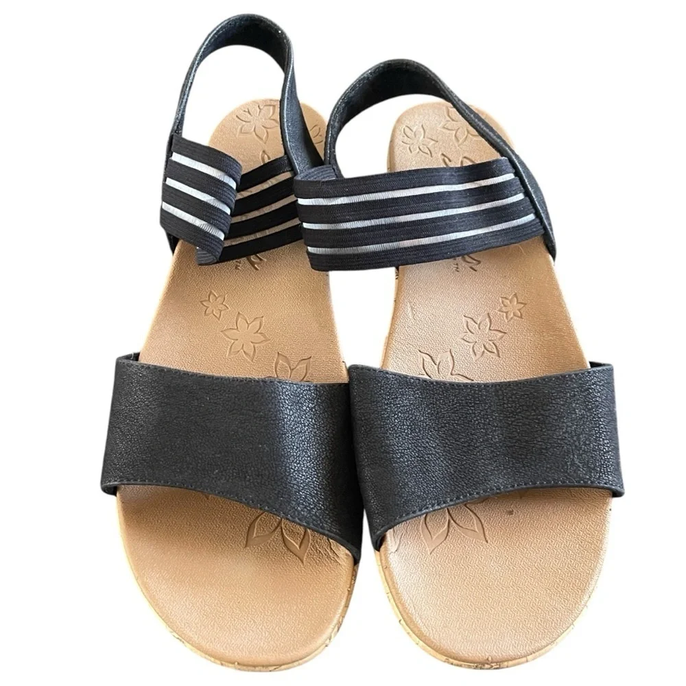 Skechers Luxe Foam Brie Lo'Profile Cork Sandal‎ Stretch Strappy Comfort Women 10